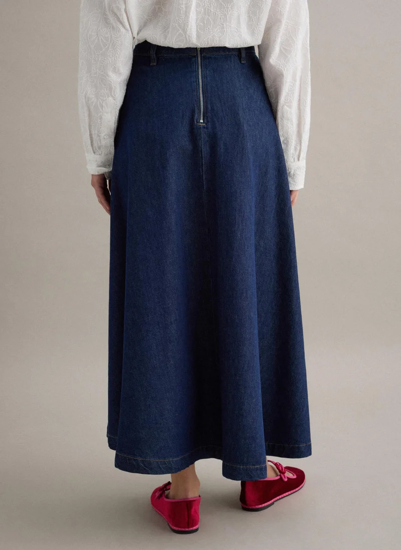 Ovs OVS Long Blue Denim Pure Cotton Skirt Regular Fit